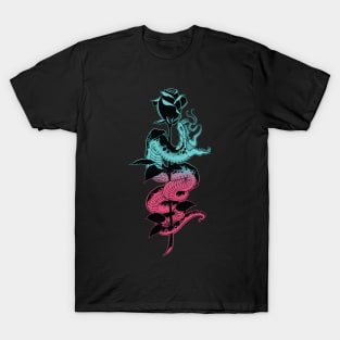 Snake and Rose teal / pink variant T-Shirt